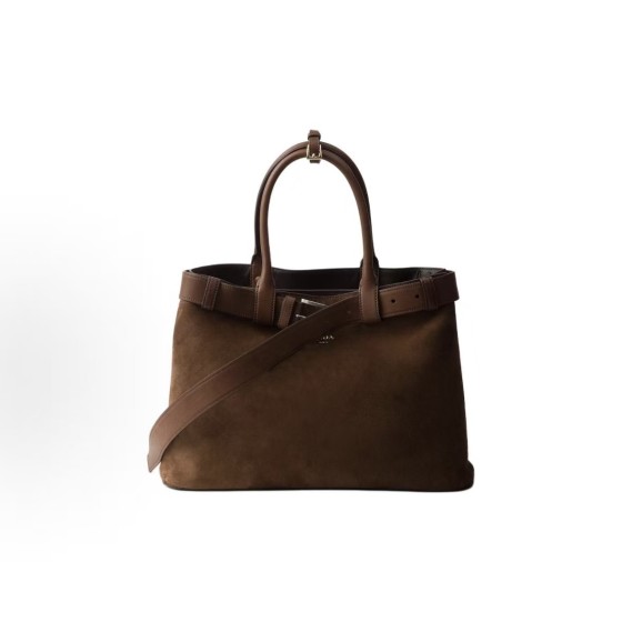 PRADA Buckle brand logo open Tote bag Tote bag shopping bag handbag Large women\'s cocoa brown